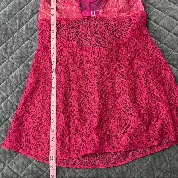 Victoria Secret Slip Women Large Lace Nightie Burgundy Dress Sheer Chemise B13 - Picture 5 of 7